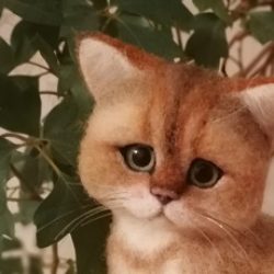 Авторская работа из шерсти реальный котёнок с перышком